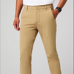 Fabletics The Don Trouser, Slim Fit, Dark Twill (Khaki), 32Wx30L, EUC